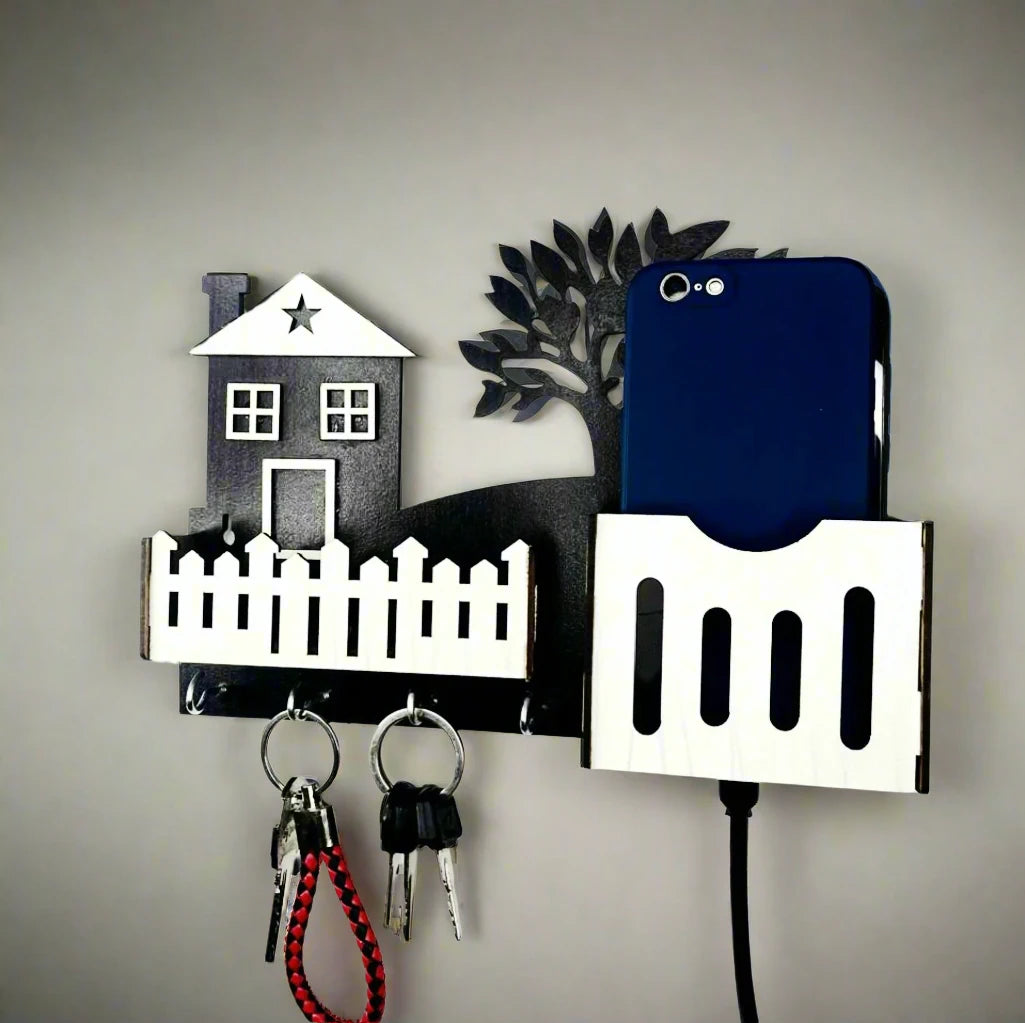 Elegant Tree design wooden mobile and key holder