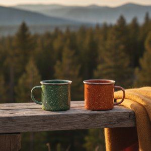 Vintage Enamel Mug Duo
